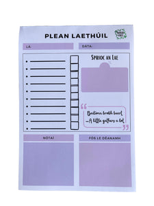 Daily Plan Notepad: Plean laethúil